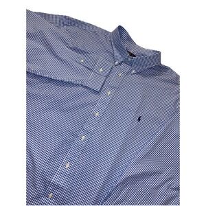 Polo Ralph Lauren Performance Shirt‎ Men's 4XB Blue Gingham Check Long-Sleeve